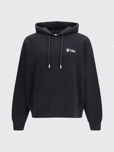 Off-white Off White Men Script Hooded Sweatshirt In Black
