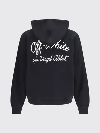Off-white Off White Men Script Hooded Sweatshirt In Black
