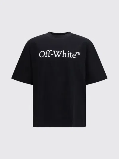 Off-white Black Oversized T-shirt With Contrasting Logo Lettering Print In Cotton Man