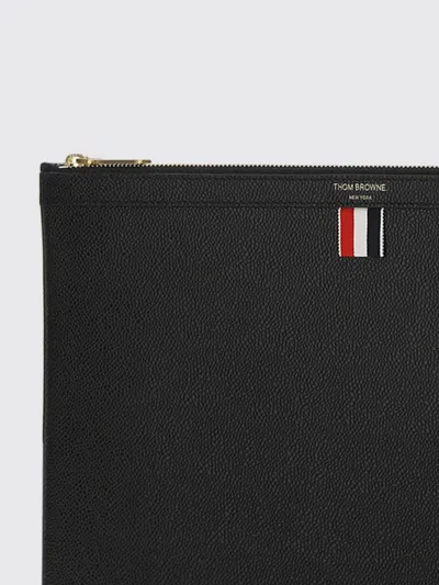 Thom Browne Medium Leather Document Holder In Black