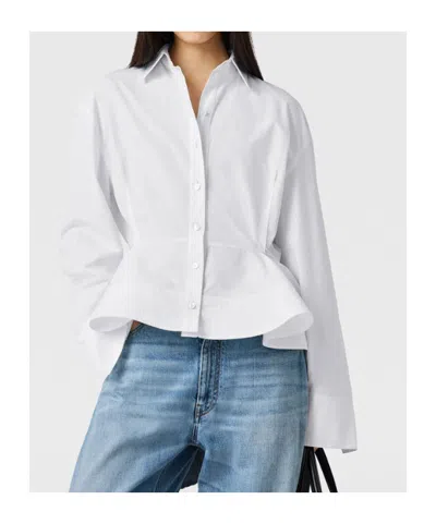 Stella Mccartney Womens Pure White Peplum-waist Tailored Cotton Shirt