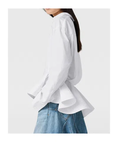 Stella Mccartney Womens Pure White Peplum-waist Tailored Cotton Shirt