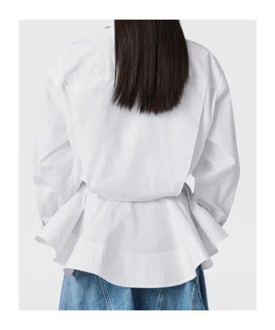 Stella Mccartney Womens Pure White Peplum-waist Tailored Cotton Shirt
