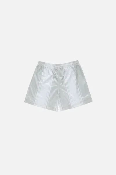 Acne Studios Striped Logo Shorts In Gray