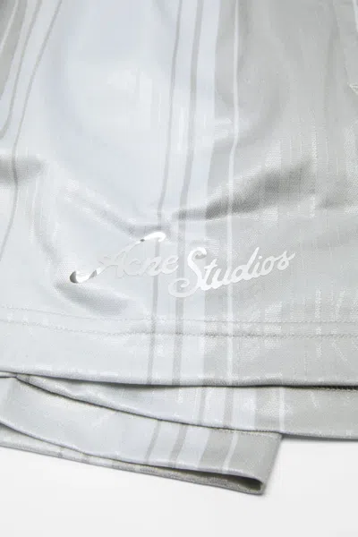 Acne Studios Striped Logo Shorts In Gray