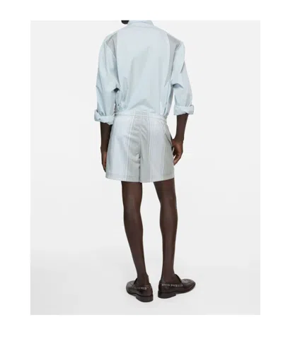 Acne Studios Striped Logo Shorts In Gray
