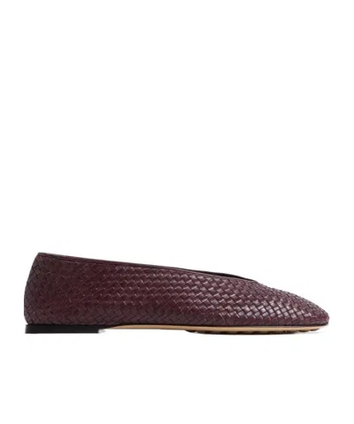 Bottega Veneta Women Rosa Flat Leather Ballerinas With Intrecciato Motif In Brown