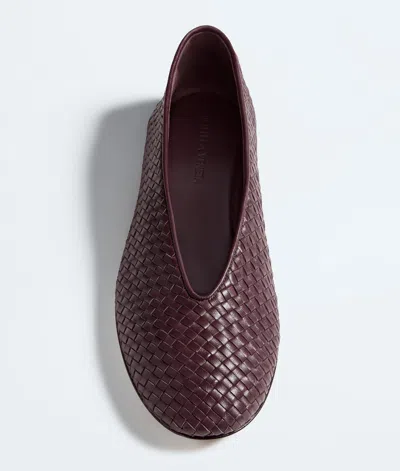 Bottega Veneta Women Rosa Flat Leather Ballerinas With Intrecciato Motif In Brown