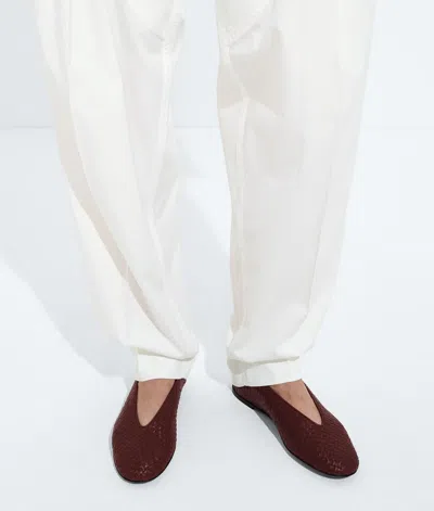 Bottega Veneta Women Rosa Flat Leather Ballerinas With Intrecciato Motif In Brown