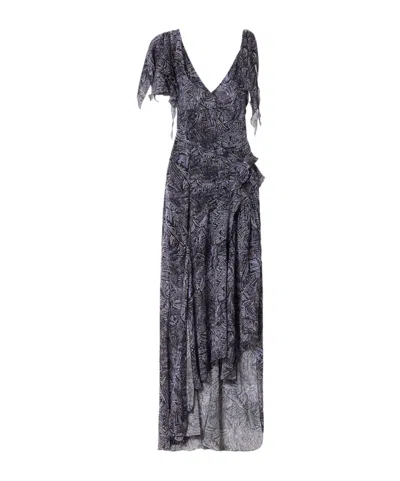 Isabel Marant Womens Faded Night Tylena Printed Ruffle-trim Silk Midi Dress In Multi