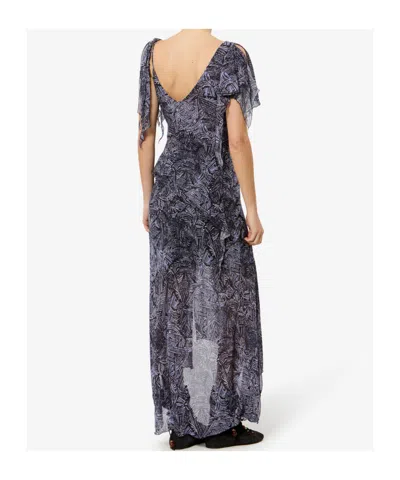 Isabel Marant Womens Faded Night Tylena Printed Ruffle-trim Silk Midi Dress In Multi
