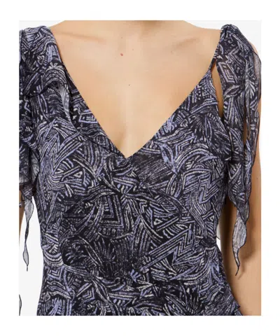 Isabel Marant Womens Faded Night Tylena Printed Ruffle-trim Silk Midi Dress In Multi