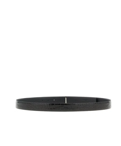 Tom Ford Reversible Python-print Buckle Belt In Black