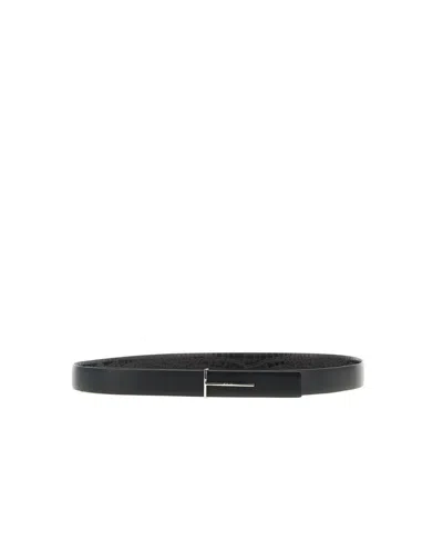 Tom Ford Reversible Python-print Buckle Belt In Black