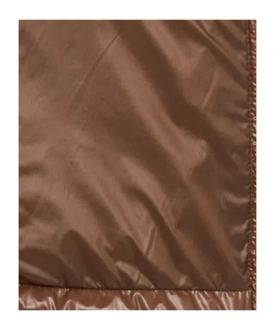 Moncler Papillon Short Down Jacket With Glossy Finish In Brown