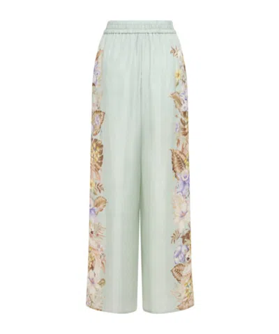 Zimmermann Coco Silk Relaxed Pants In Blue