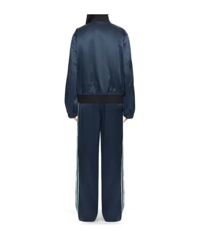 Off-white Striped Trim Bomber Jacket In Blue