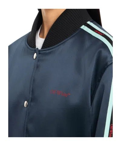 Off-white Striped Trim Bomber Jacket In Blue