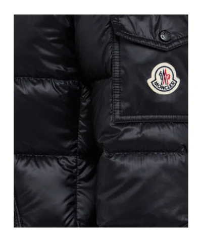 Moncler Black Polyamide Coat In Black