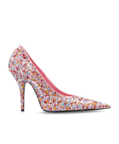 Balenciaga Knife Embellished Pointed Toe Pump In Pink