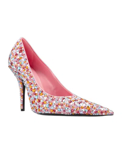 Balenciaga Knife Embellished Pointed Toe Pump In Pink