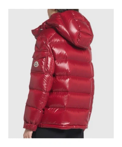 Moncler Ruby Red Down Jacket In Lacquered Nylon In Red