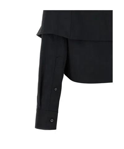 Balenciaga Off Shoulder Crop Shirt Long Sleeves In Blue