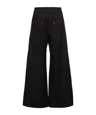 Rick Owens Heizer Belas Wide-leg Cotton-blend Poplin Drawstring Cargo Trousers In Black