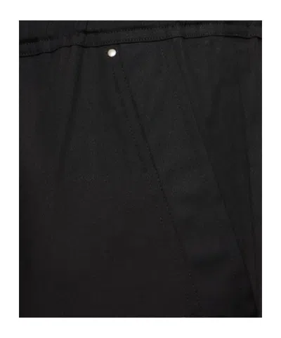 Rick Owens Heizer Belas Wide-leg Cotton-blend Poplin Drawstring Cargo Trousers In Black