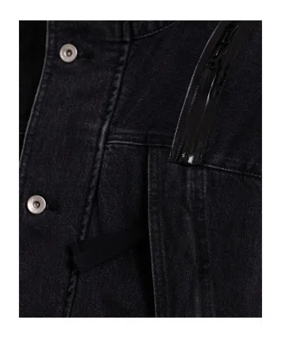 Sacai High Collar Jacket Adjustable Drawstring Front Pockets In Black