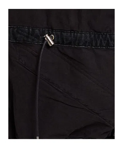 Sacai High Collar Jacket Adjustable Drawstring Front Pockets In Black