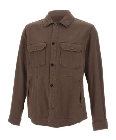 Woolrich Button Flap Cotton Overshirt In Multi