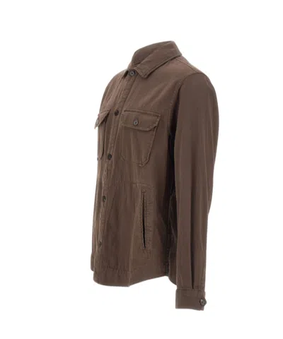 Woolrich Button Flap Cotton Overshirt In Multi