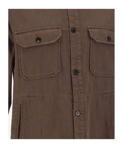 Woolrich Button Flap Cotton Overshirt In Multi