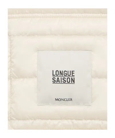 Moncler White Crop Down Jacket With Drawstring In Neutral