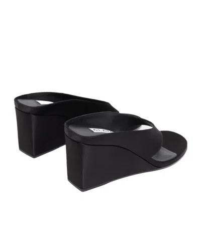 Alaïa Alaia Black Suede Goat Leather Wedge Thong Mules In Black