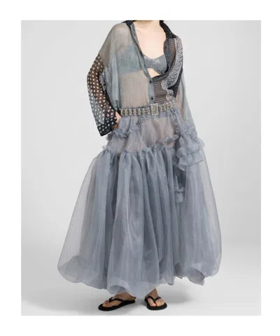 Ermanno Scervino Patchwork Printed Silk Chiffon Shirt In Blue