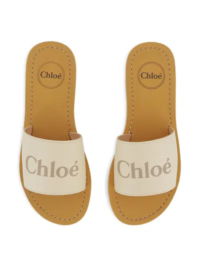 Chloé Kids Woody Open Toe Sandals In Neutral