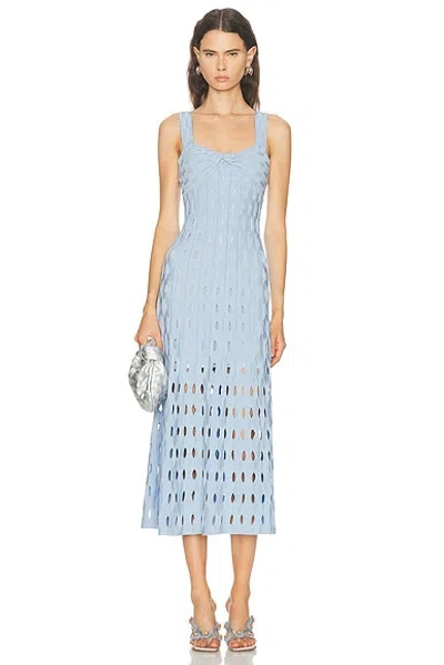 Simkhai Christina Knit Twist-front Midi Dress In Blue