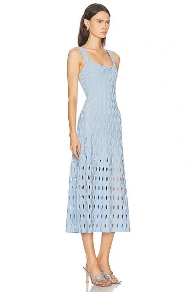 Simkhai Christina Knit Twist-front Midi Dress In Blue