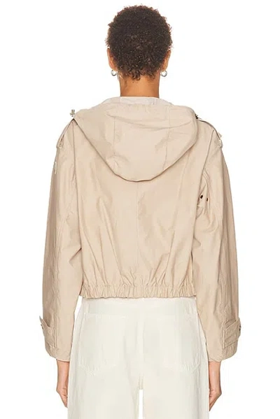 Moncler Carex Cropped Hooded Cotton-blend Poplin Jacket In Neutral