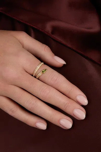 Stone And Strand Shield Serpent Ring In Gold
