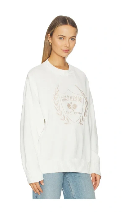 Gold Hinge Oversized Crest Sweater In White