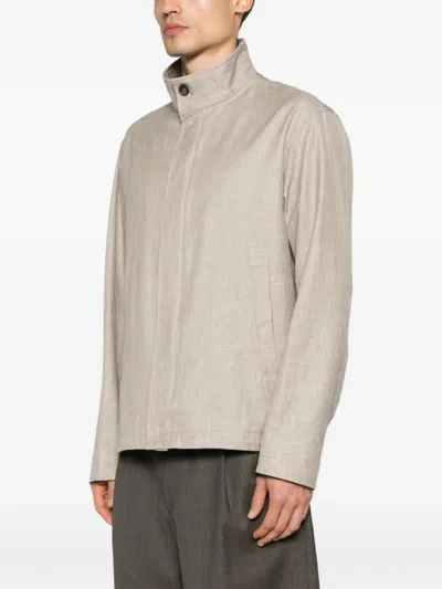 Herno Button Jacket In Neutral