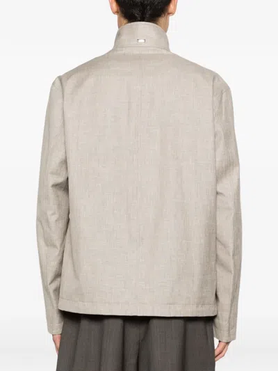 Herno Button Jacket In Neutral