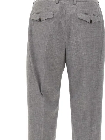 Devore Pleated Cuffed Trousers In Gray