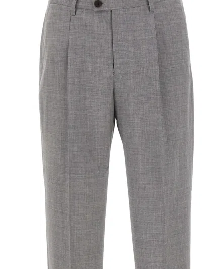 Devore Pleated Cuffed Trousers In Gray