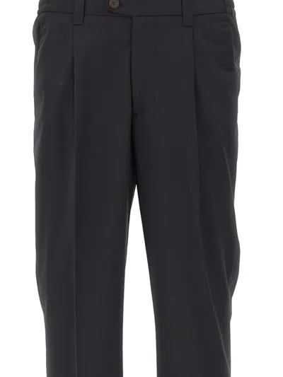 Devore Pleated Cuffed Trousers In Blue