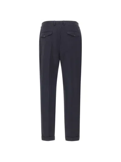 Devore Pleats Flap Wool Trousers In Blue
