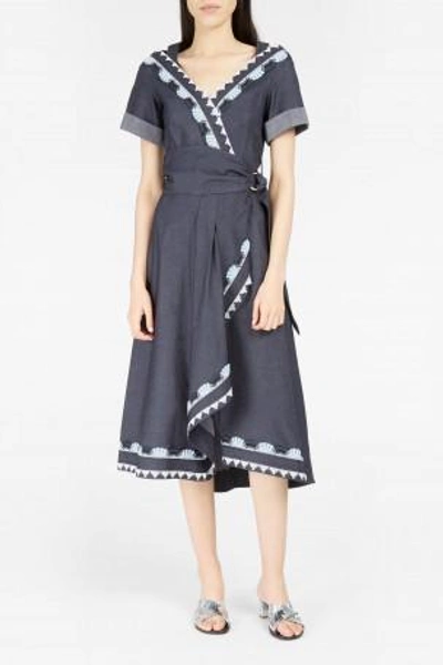 Shop Peter Pilotto Embroidered-trim Wraparound Dress